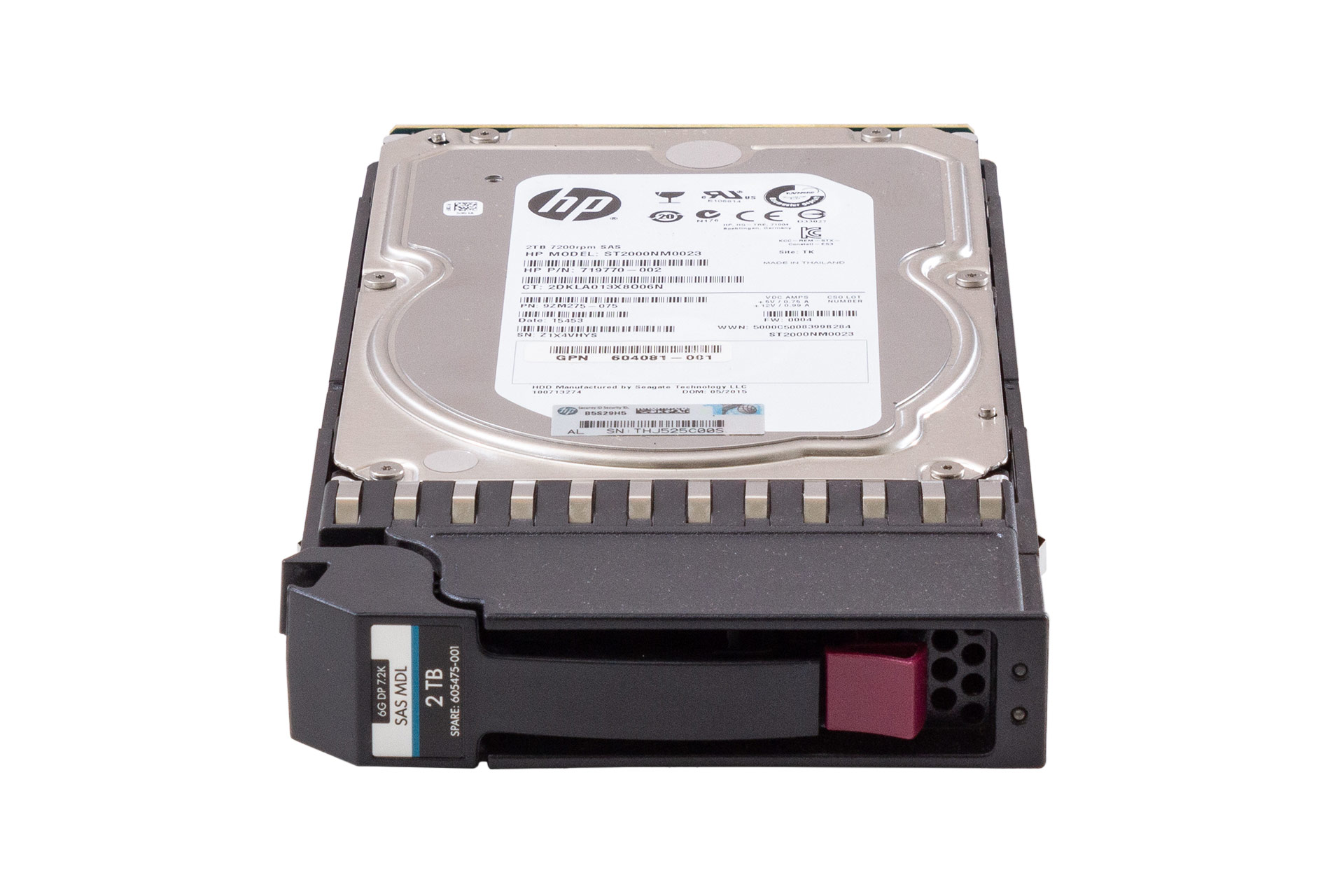 HPE HDD 2TB 6G SAS 7.2k 3.5" DP MDL for P2000, front