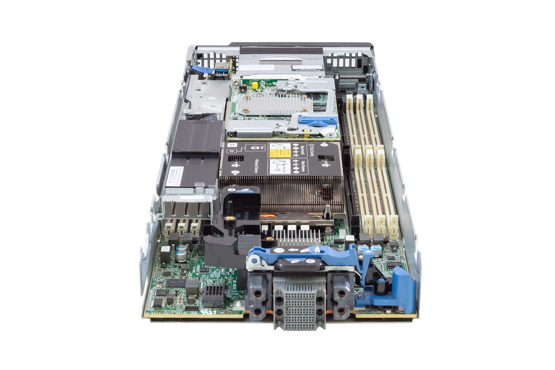 HPE BL460c Gen10 Server Blade CTO, 2xSFF, 2x Heatsink, incl. P204i-b/Batterie, back open