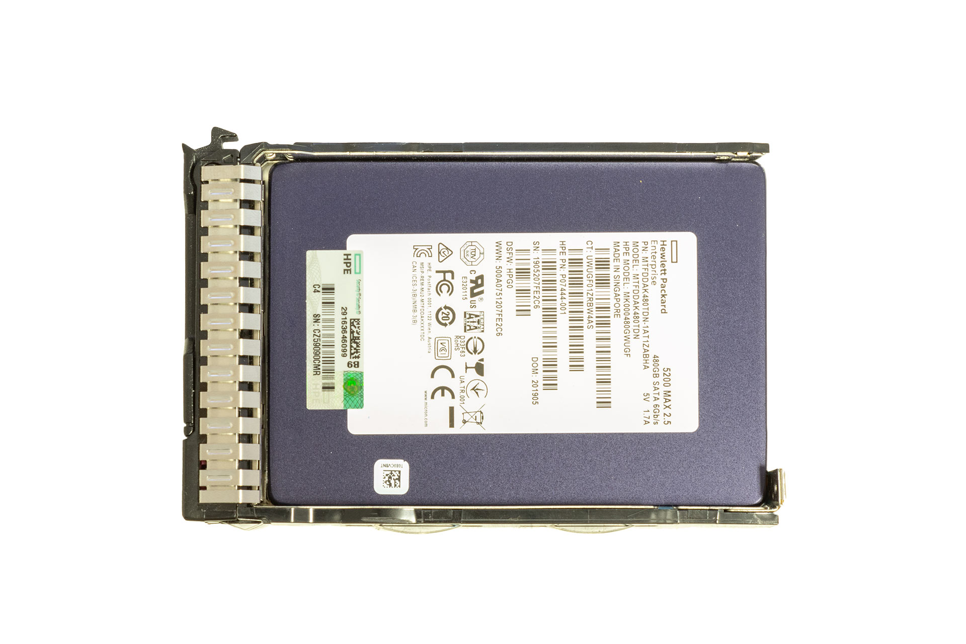 HPE SSD 480GB 6G SATA 2.5" SC MU DS