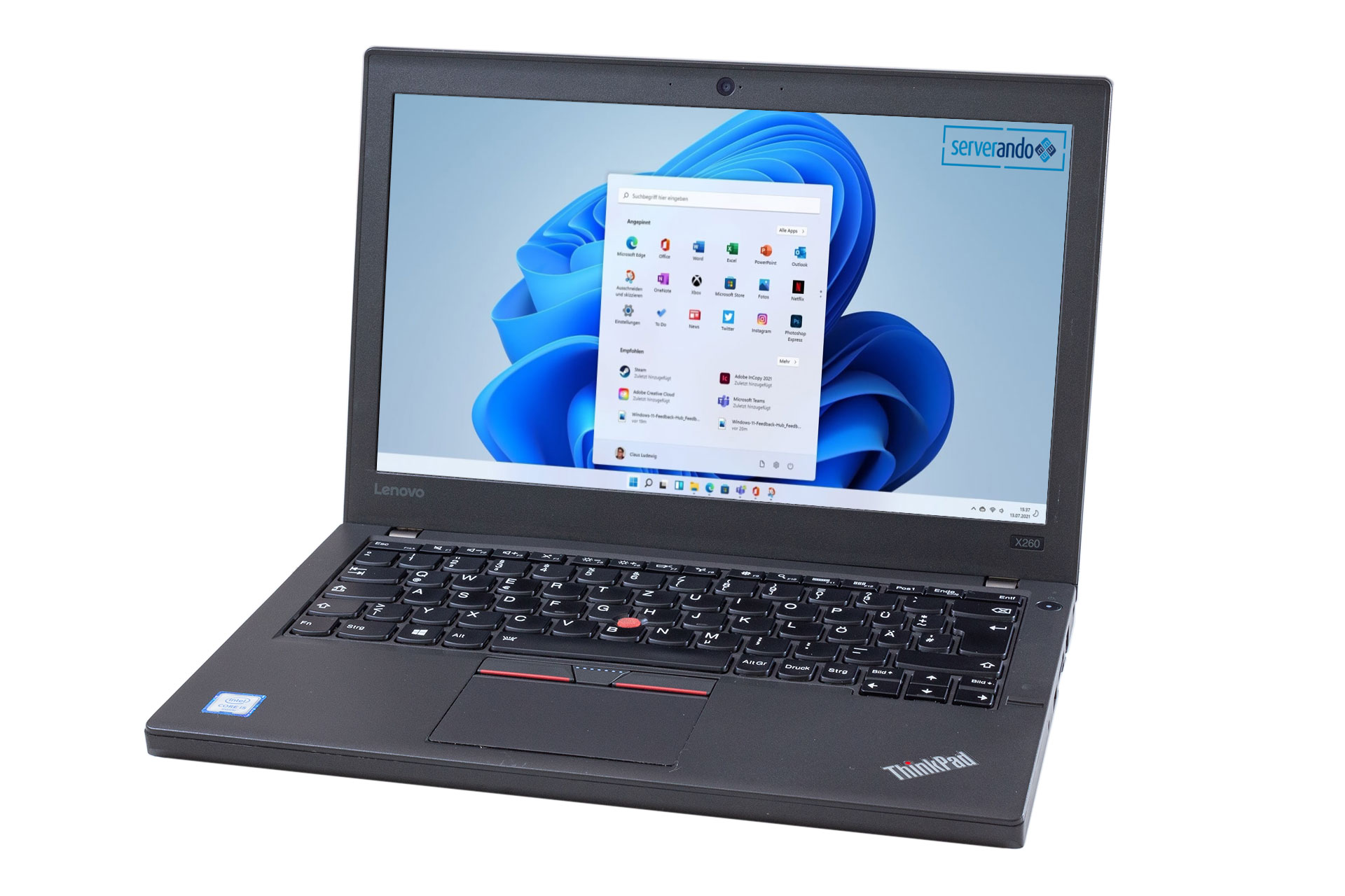 Lenovo Thinkpad X260, i5-6200U@2.30GHz, 2-Core, 8GB PC4, 256GB SSD, 12.5'', Wifi, Webcam, Win11Pro, cover