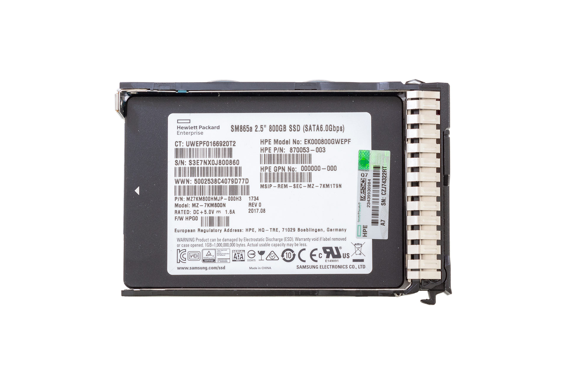 HPE SSD 800GB 6G SATA 2.5" SFF WI DS SC Festplatte