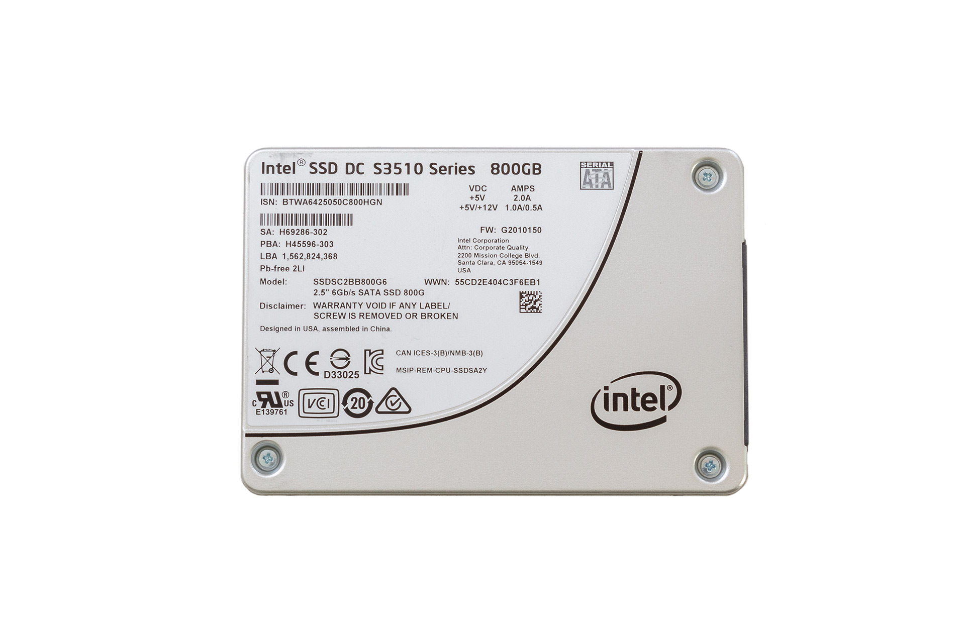 INTEL SSD 800GB 6G SATA 2.5", DC-S3510-Series Festplatte