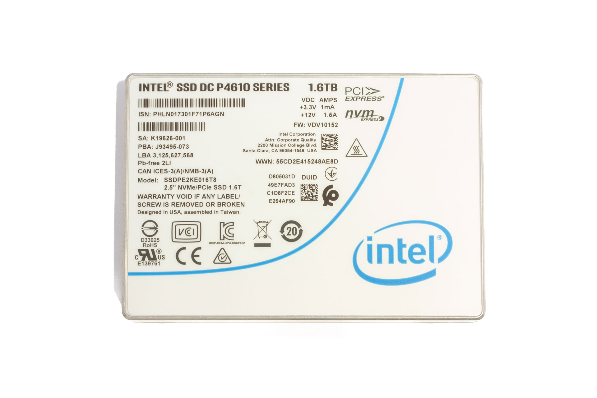 Intel SSD P4610 1.6TB NVMe PCIe 3.0 U.2 2.5"