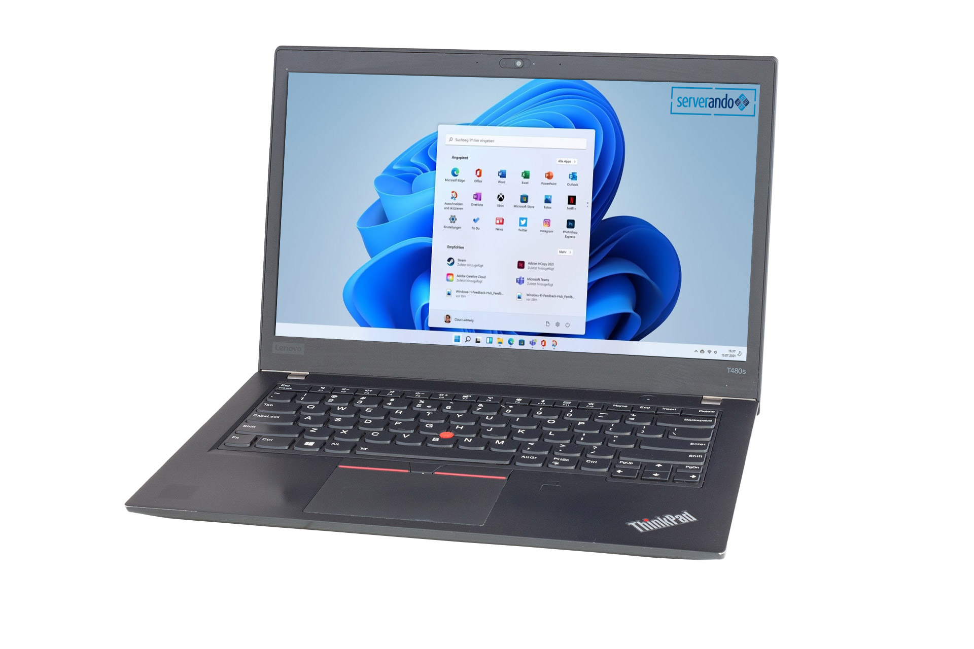 Lenovo ThinkPad T480s 14“/35,56 cm Notebook, Intel i5-8250U 1.6GHz, 8GB RAM, 256GB NVMe SSD, Webcam, Full-HD, QWERTY, Win 11 Pro vorinstalliert