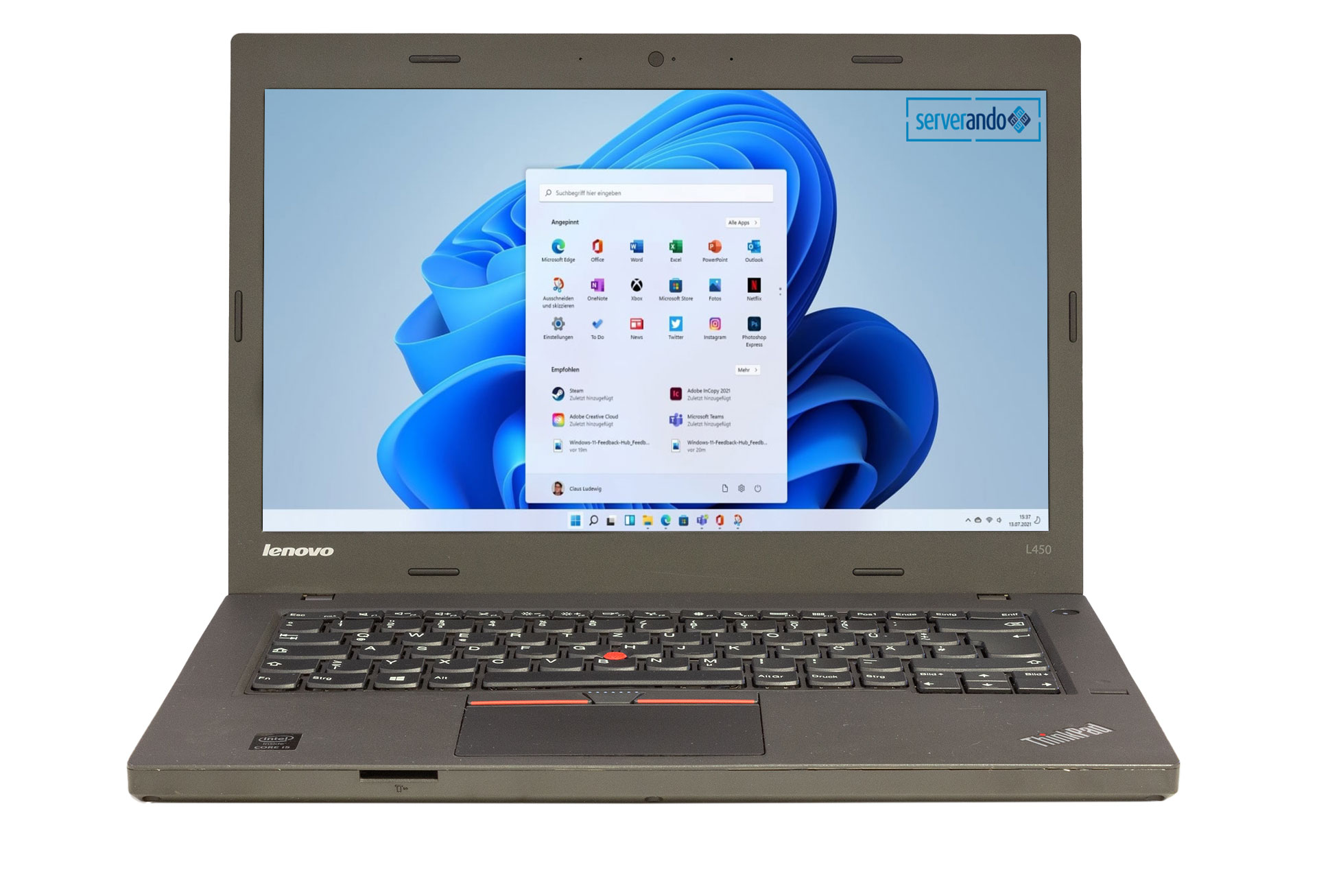 Lenovo ThinkPad L450 Notebook, Intel i5-5200U 2.2GHz, 2-Core, 8GB RAM, 256GB SSD, Webcam, 14 Zoll, Full-HD, Win11 Pro