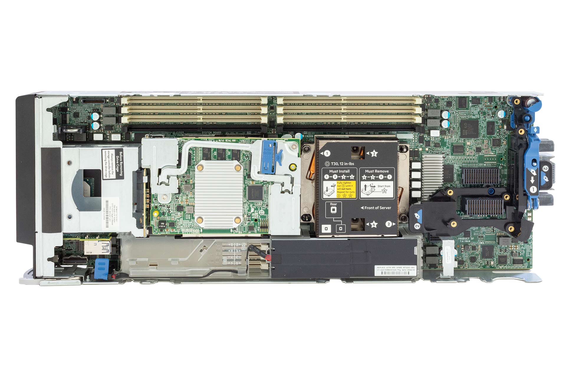 HPE BL460c Gen10 Server Blade CTO, 2xSFF, 2x Heatsink, incl. P204i-b/Batterie, top