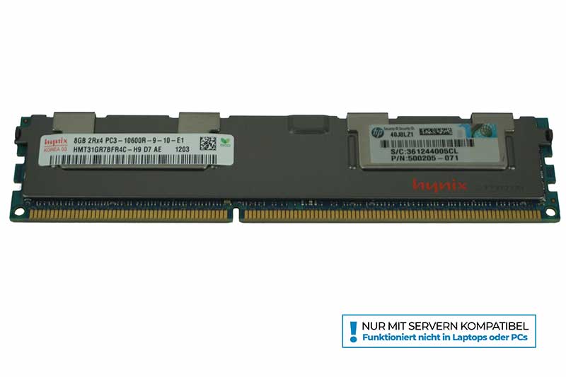 HP RAM 8GB 2Rx4 PC3-10600R Kit ECC, DDR3 Arbeitsspeicher, 501536-001
