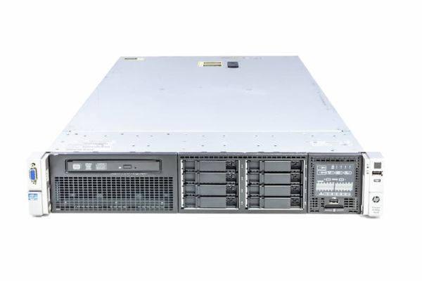HP DL380p Gen8, 2x E5-2667@2.90GHz, 6-Core, 16GB PC3-12800R (2x8), 8xSFF, P420i/1G, 331i, DVD,2x460W