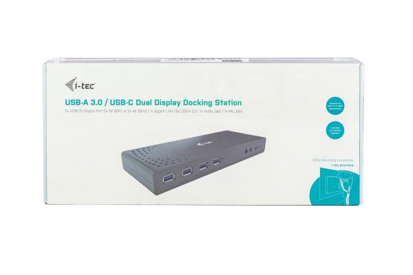 i-tec Universal Docking Station Dual Display, 1xUSB-C(in), 2xHDMI, 2xDP, 6xUSB-A, 1xRJ45, PSU 